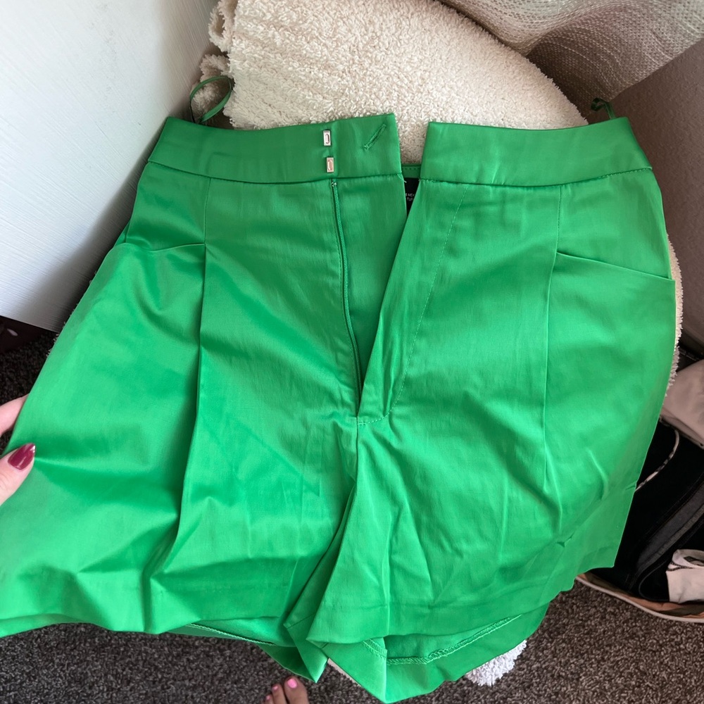 Zara green silk shorts